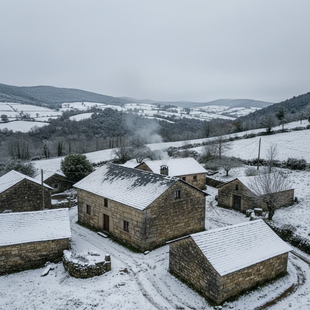 Casa sin aislamiento en invierno - calor escapando por el tejado